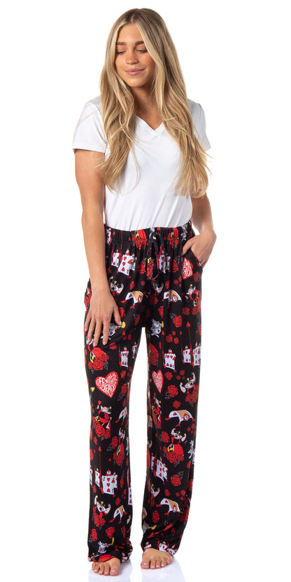 Disney Womens' Alice in Wonderland Queen Of Hearts Sleep Pajama Pants