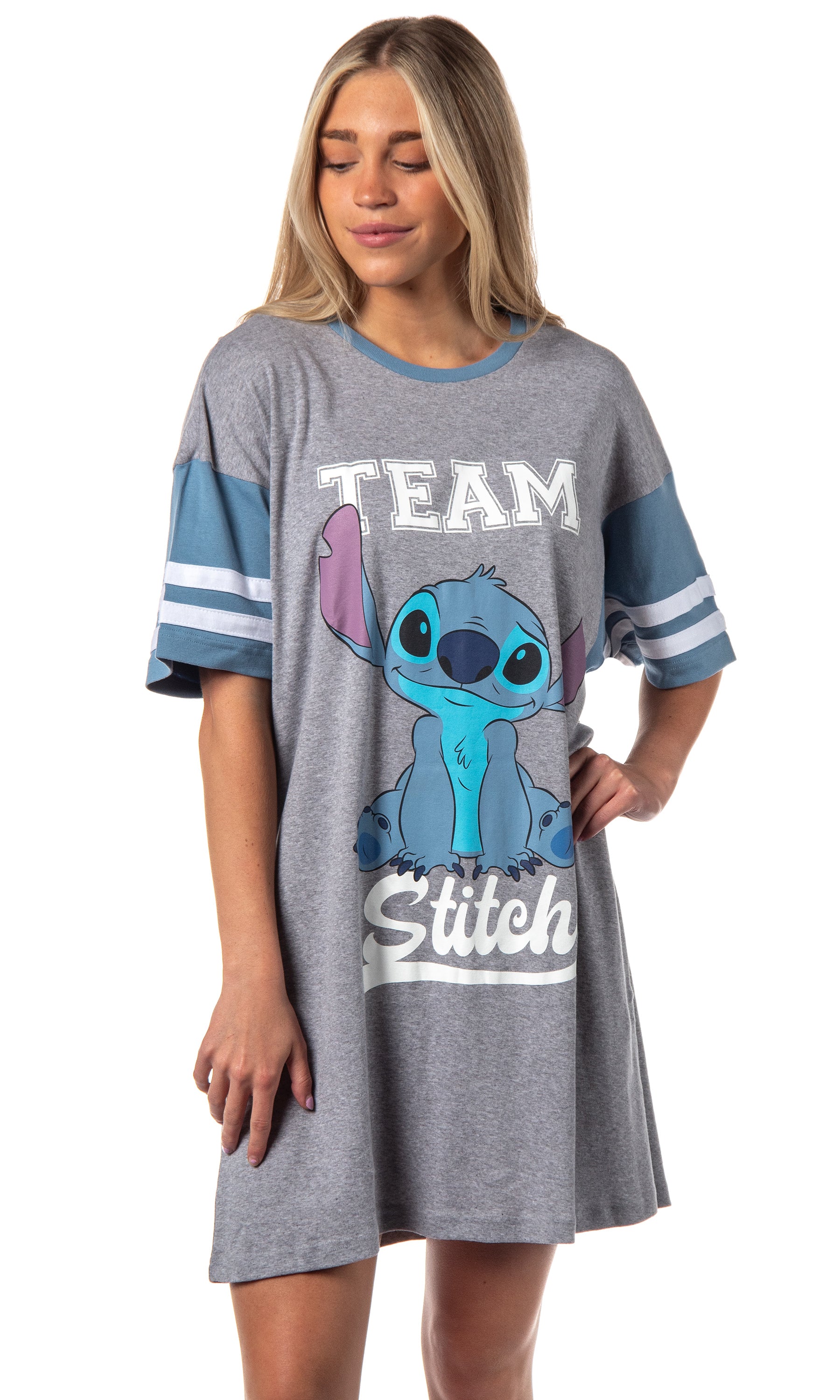 Disney Womens' Lilo & Stitch Team Stitch Shirt Pajama Dorm Sleep Shirt Nightgown For Adults