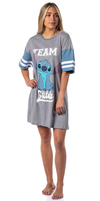 Disney Womens' Lilo & Stitch Team Stitch Shirt Pajama Dorm Sleep Shirt Nightgown For Adults