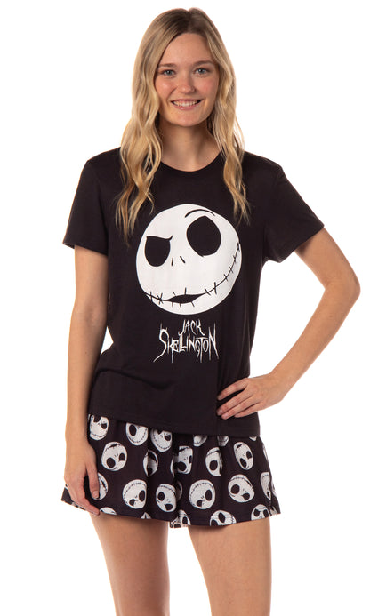 The Nightmare Before Christmas Women's Jack Skellington Crewneck and Shorts Sleep Pajama Set