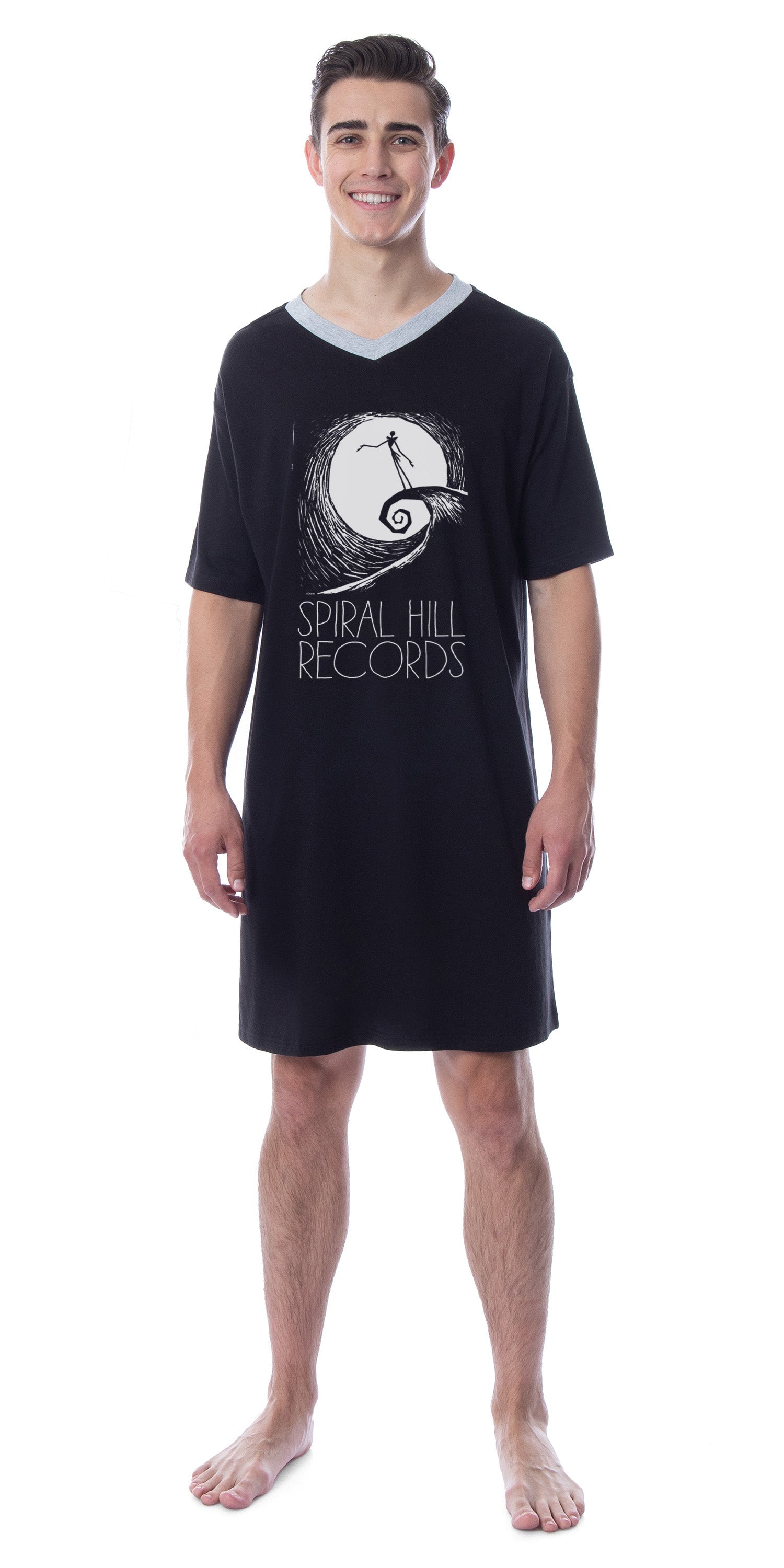 The Nightmare Before Christmas Mens' Spiral Hill Records Sleep Pajama Shirt