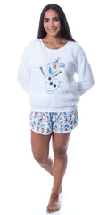 Disney Womens' Frozen Olaf Chill Mode Sweater and Shorts Sleep Pajama Set