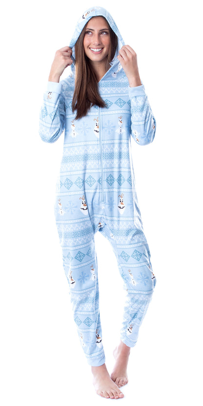 Disney Womens' Frozen Olaf Sweater Sleep Pajama Jumpsuit Union Suit