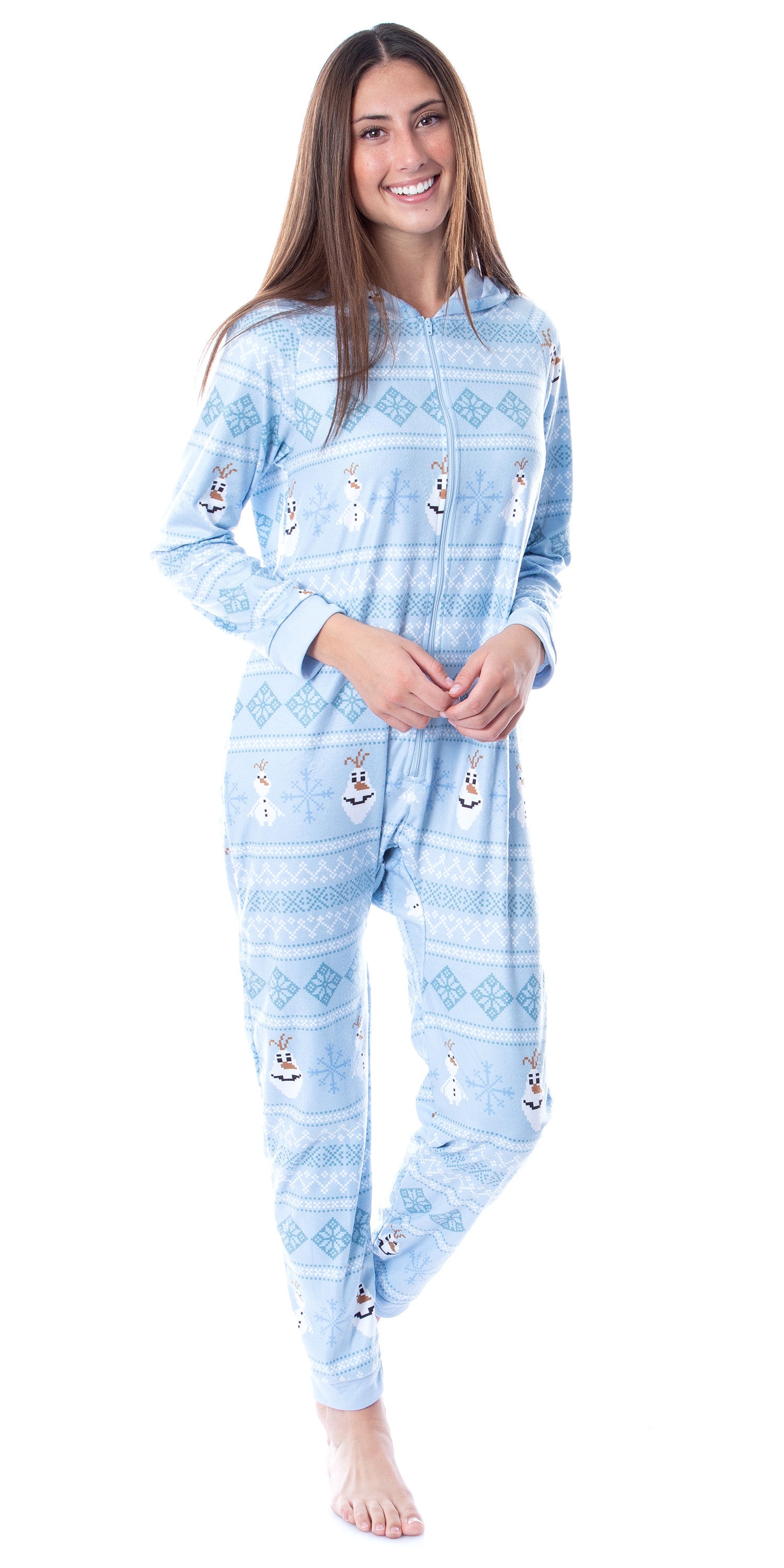 Disney Womens Frozen Olaf Sweater Sleep Pajama Jumpsuit Union