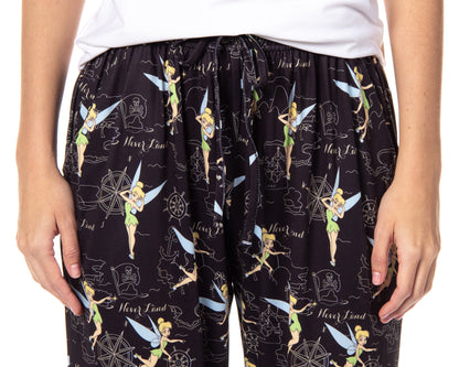 Disney Womens' Tinker Bell Sleep Never Land Map Symbols Pajama Pants