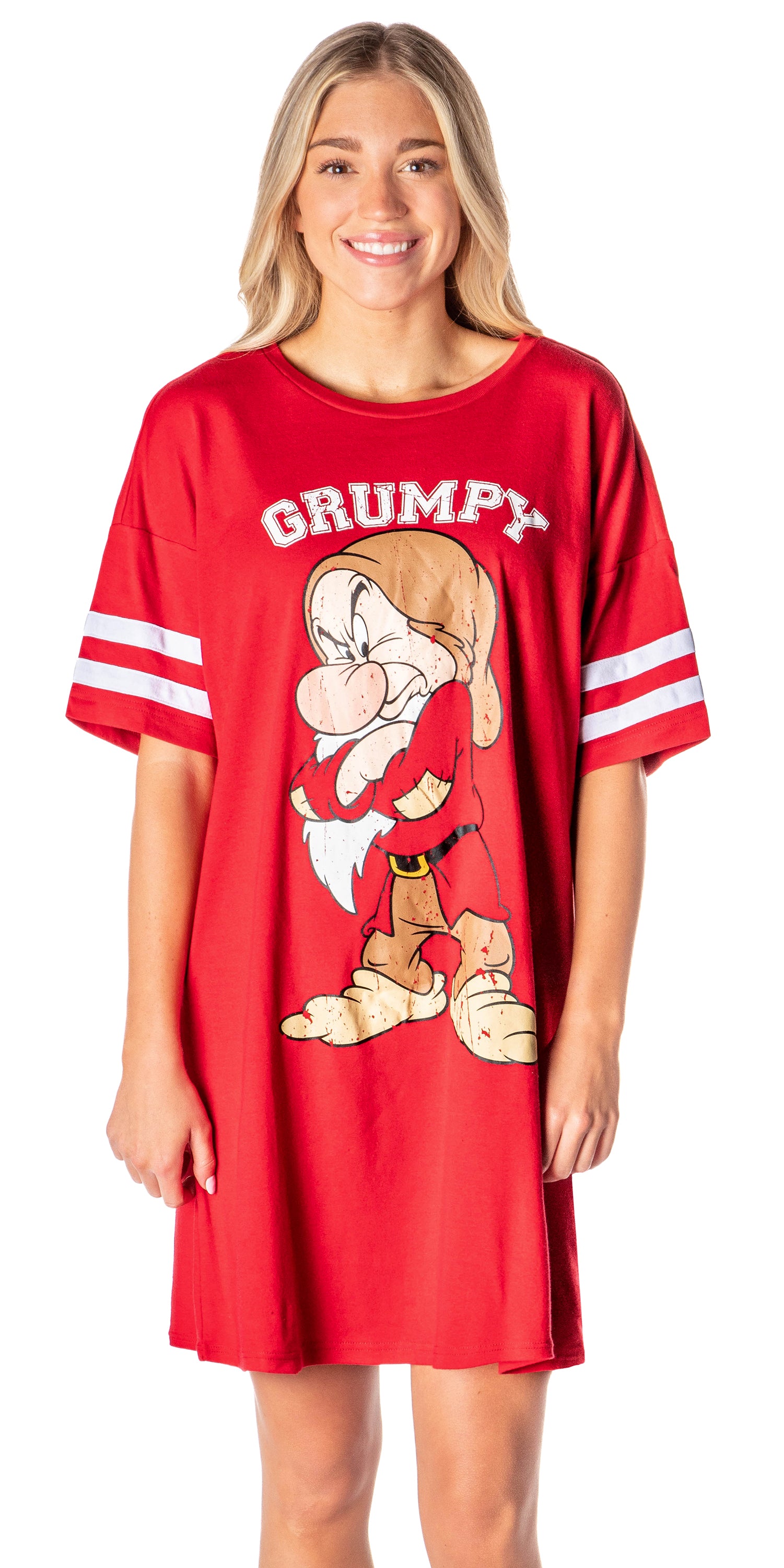 Disney Womens Varsity Tee Football Oversized Night Shirt Grumpy Nightgown