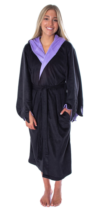 Disney Villains Women's Maleficent Costume Ultra-Soft Fleece Plush Hooded Robe Bathrobe