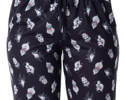 Disney Villains Women's Bad Girls Club 2 Piece Shirt And Pants Jogger Style Pajama Set