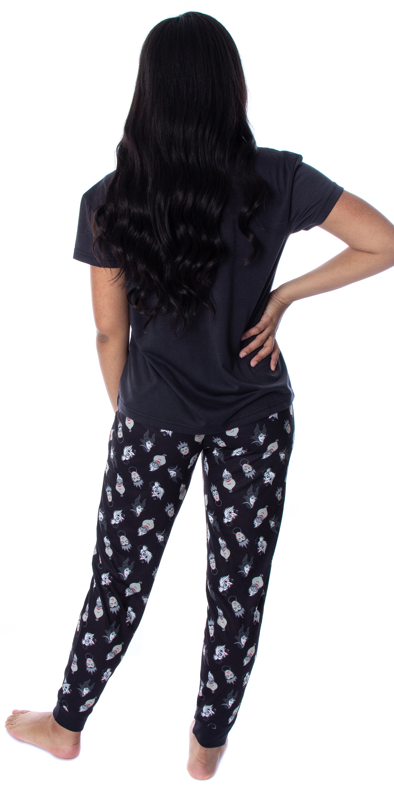 Disney Villains Women's Bad Girls Club 2 Piece Shirt And Pants Jogger Style Pajama Set