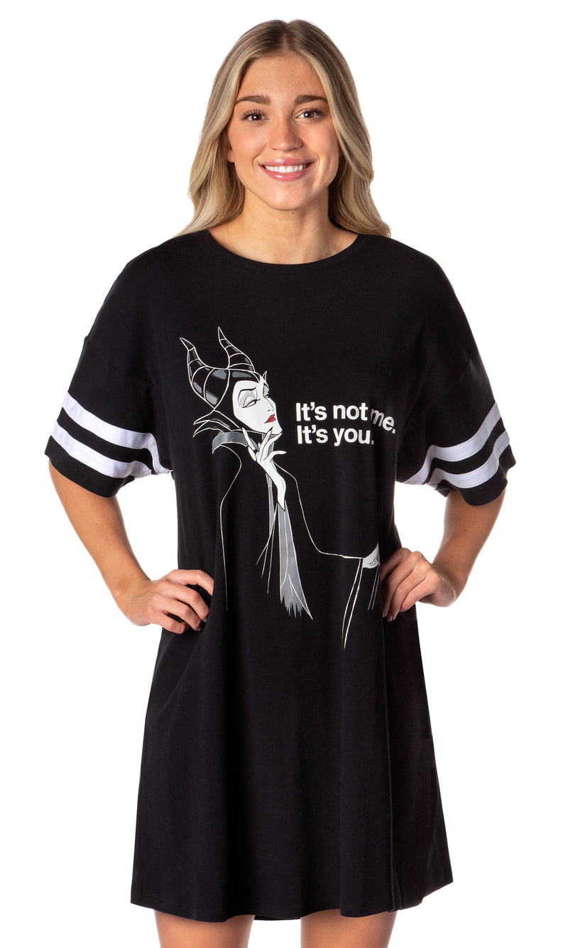 Disney Womens Villains Varsity Football Tee Oversized Night Shirt Maleficent Nightgown