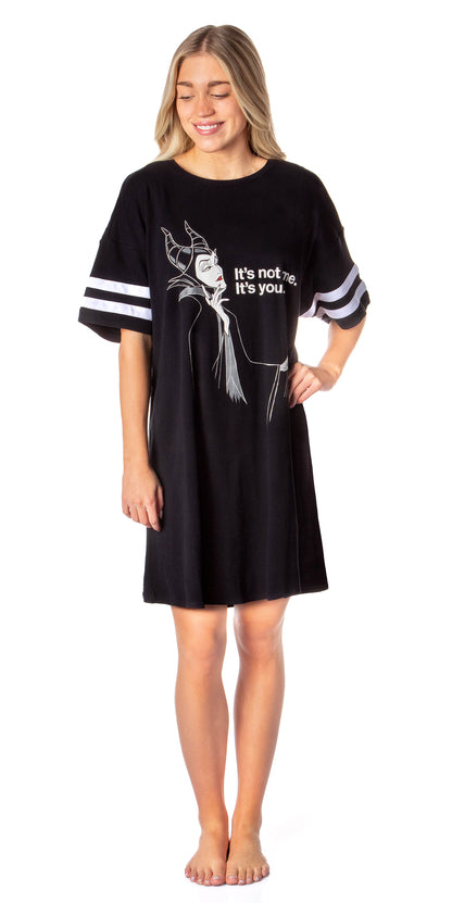 Disney Womens Villains Varsity Football Tee Oversized Night Shirt Maleficent Nightgown