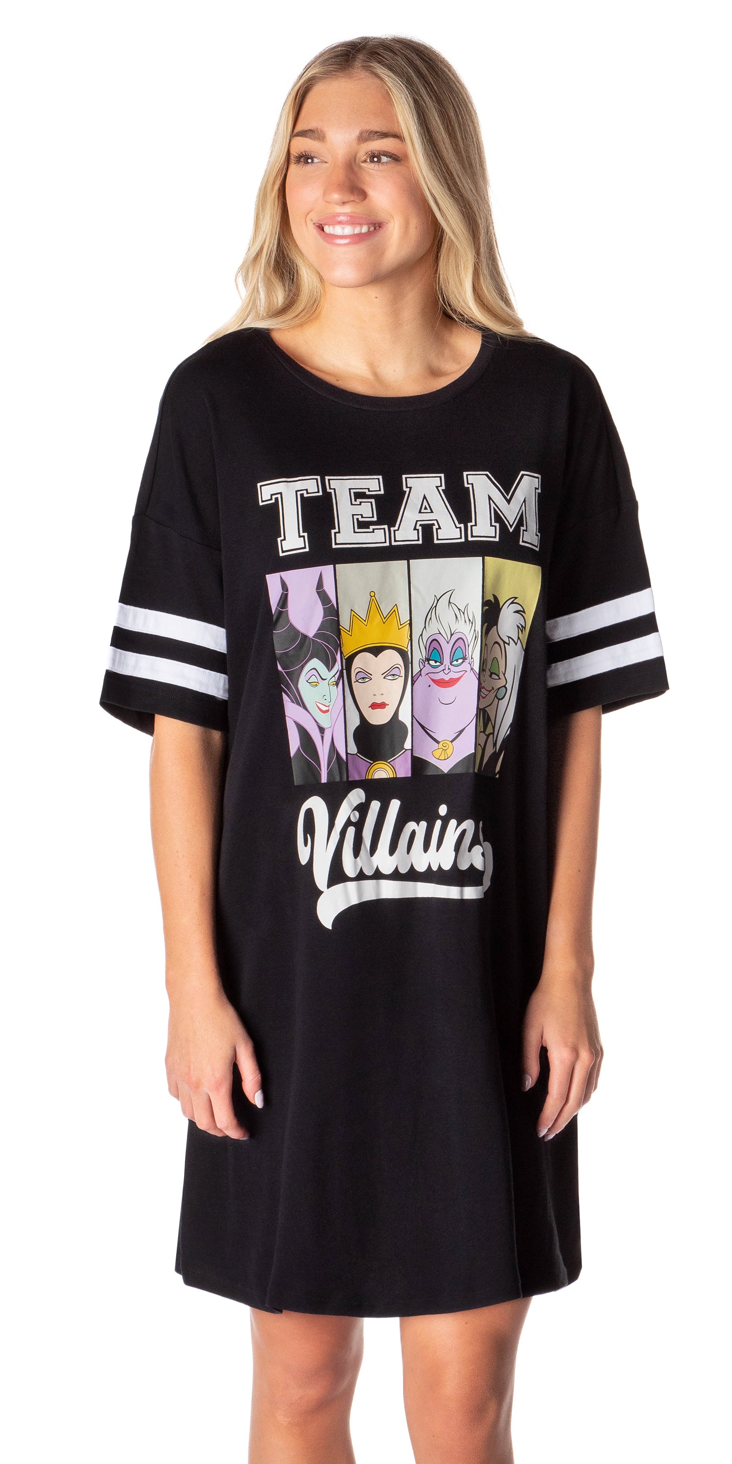 Disney Womens Team Villains Varsity Football Tee Oversized Night Shirt Ursula Nightgown