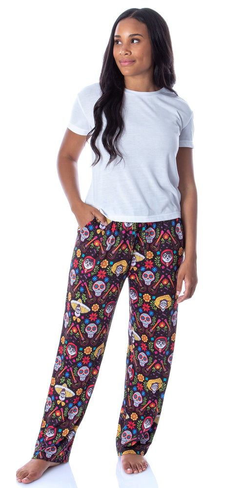 Disney Womens' Coco Skull Family Day of the Dead All Over Pajama Pants
