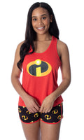 Disney Women's The Incredibles Logo Racerback Tank Top and Shorts Loungewear Pajama Set