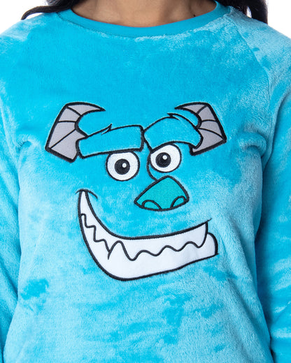 Disney Women's Monsters Inc. Sulley Embroidered Character Face Plush Fleece 2 Piece Pajama Set