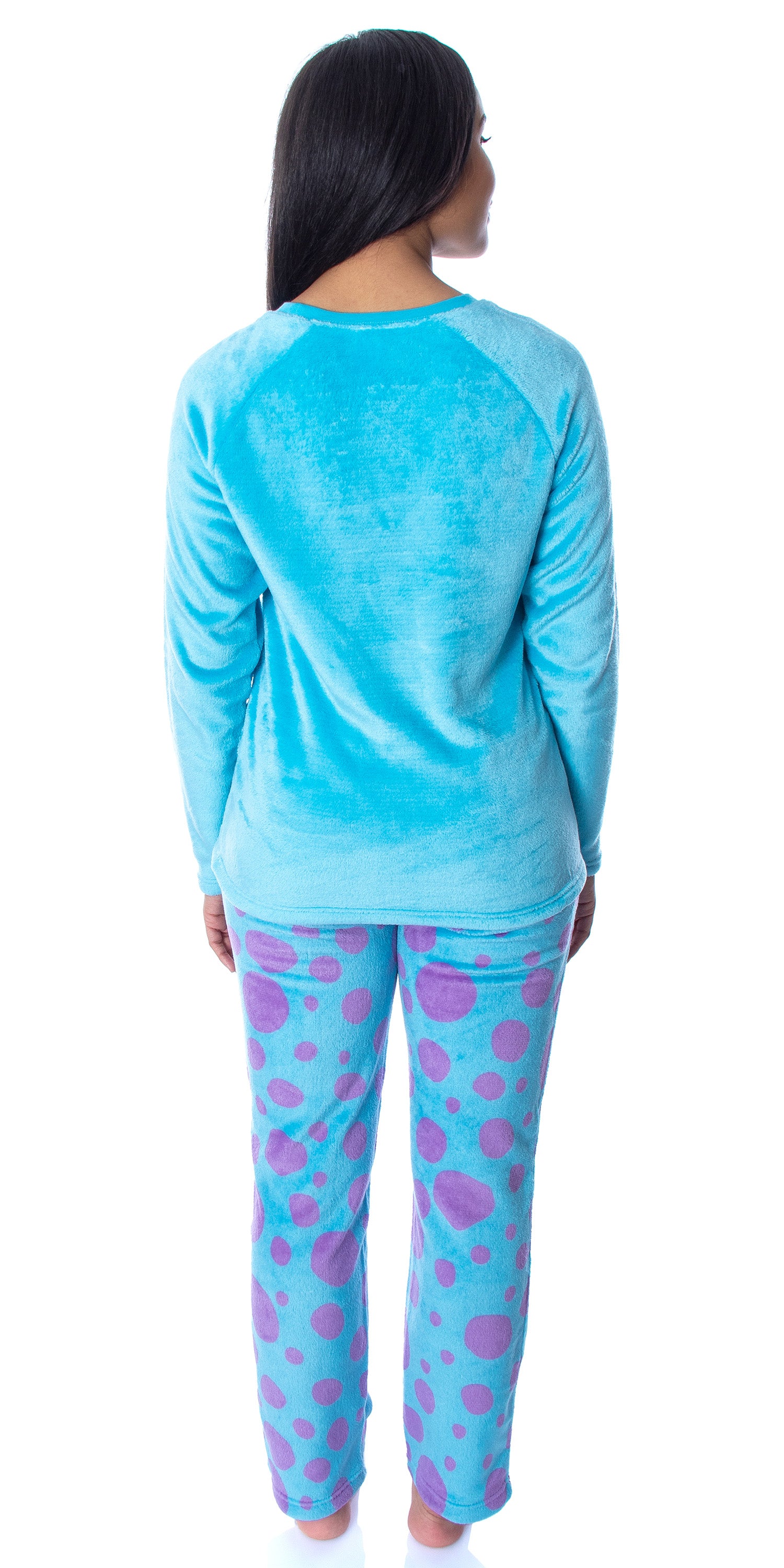 Disney Women's Monsters Inc. Sulley Embroidered Character Face Plush Fleece 2 Piece Pajama Set