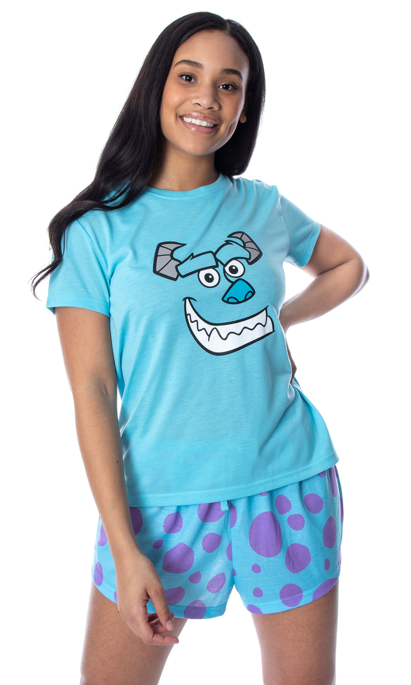 Disney Women's Monsters Inc. Sulley Shirt Top and Sleep Shorts Loungewear 2 Piece Pajama Set
