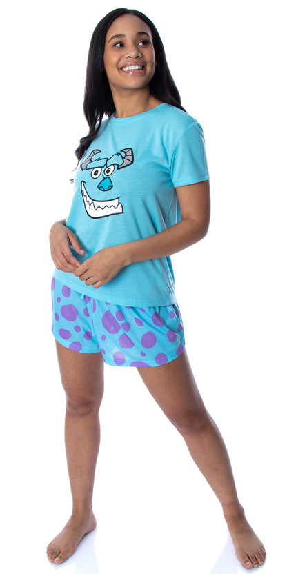 Disney Women's Monsters Inc. Sulley Shirt Top and Sleep Shorts Loungewear 2 Piece Pajama Set