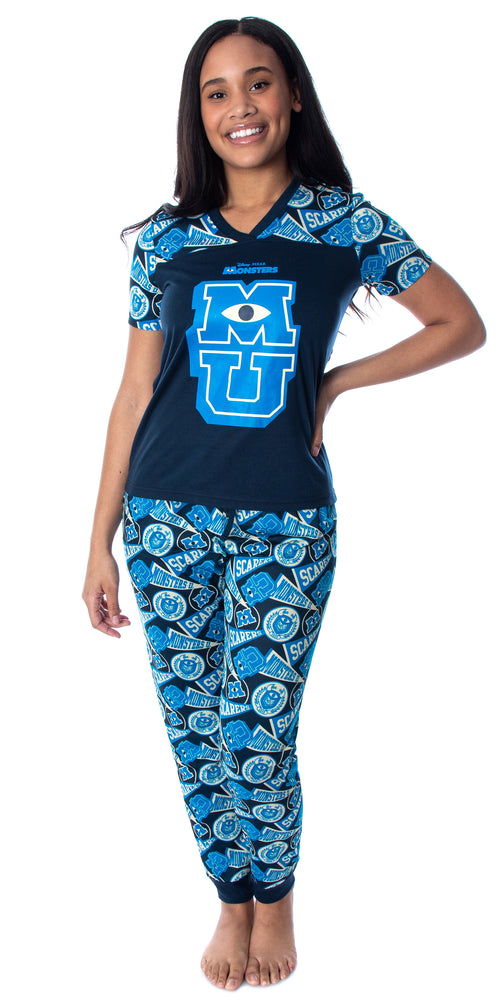 Disney Women's Monsters Inc. Monsters University 2 Piece Shirt And Pants Jogger Style Pajama Set