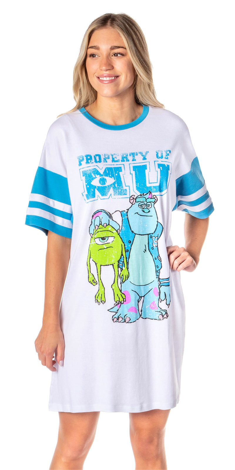 Disney Womens Monsters University Varsity Football Tee Oversized Night Shirt Mike Sulley Nightgown