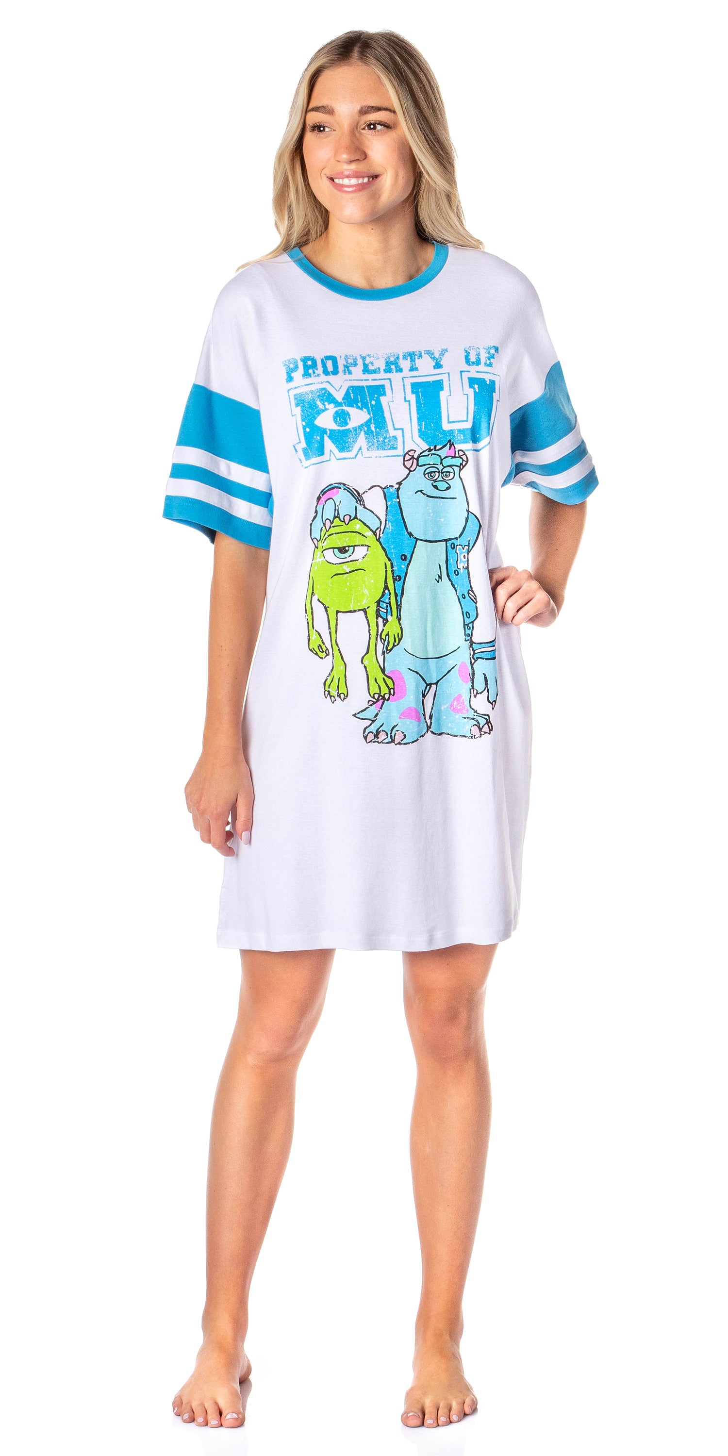 Disney Womens Monsters University Varsity Football Tee Oversized Night Shirt Mike Sulley Nightgown