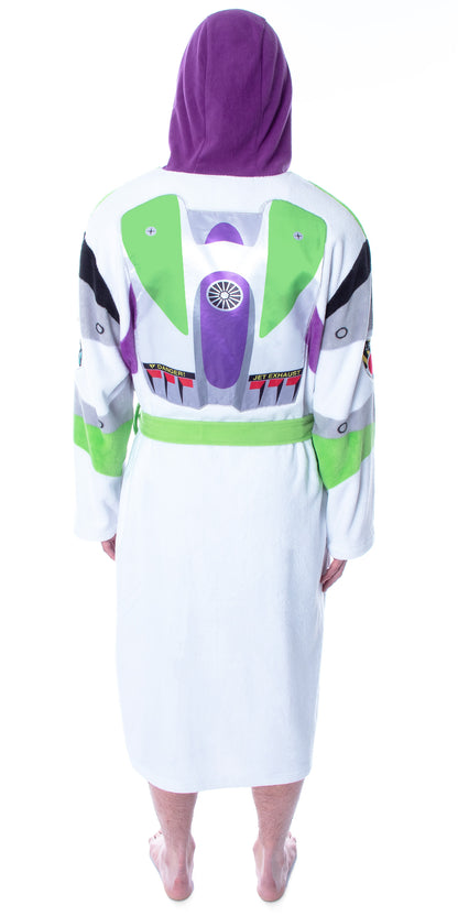 Disney Men's Toy Story Buzz Lightyear Costume Ultra-Soft Fleece Plush Hooded Robe Bathrobe