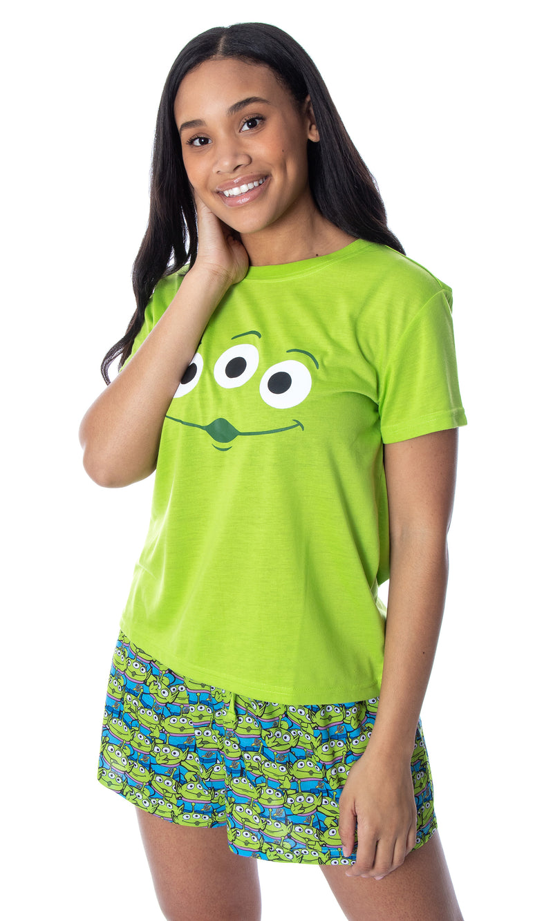 Disney Women's Toy Story Pizza Planet Aliens Shirt and Sleep Shorts Loungewear 2 Piece Pajama Set