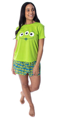 Disney Women's Toy Story Pizza Planet Aliens Shirt and Sleep Shorts Loungewear 2 Piece Pajama Set