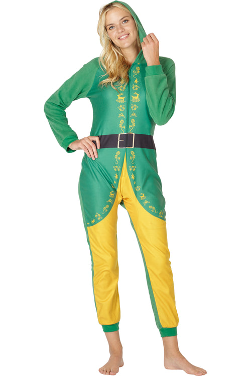INTIMO Elf The Movie Womens Buddy The Elf One Piece Costume Pajama Set, Green, Large