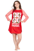Elf The Movie Will Farrell Santa Holiday Christmas Fleece Raglan Nightgown Sleepshirt Pajama, Red, 6/6X