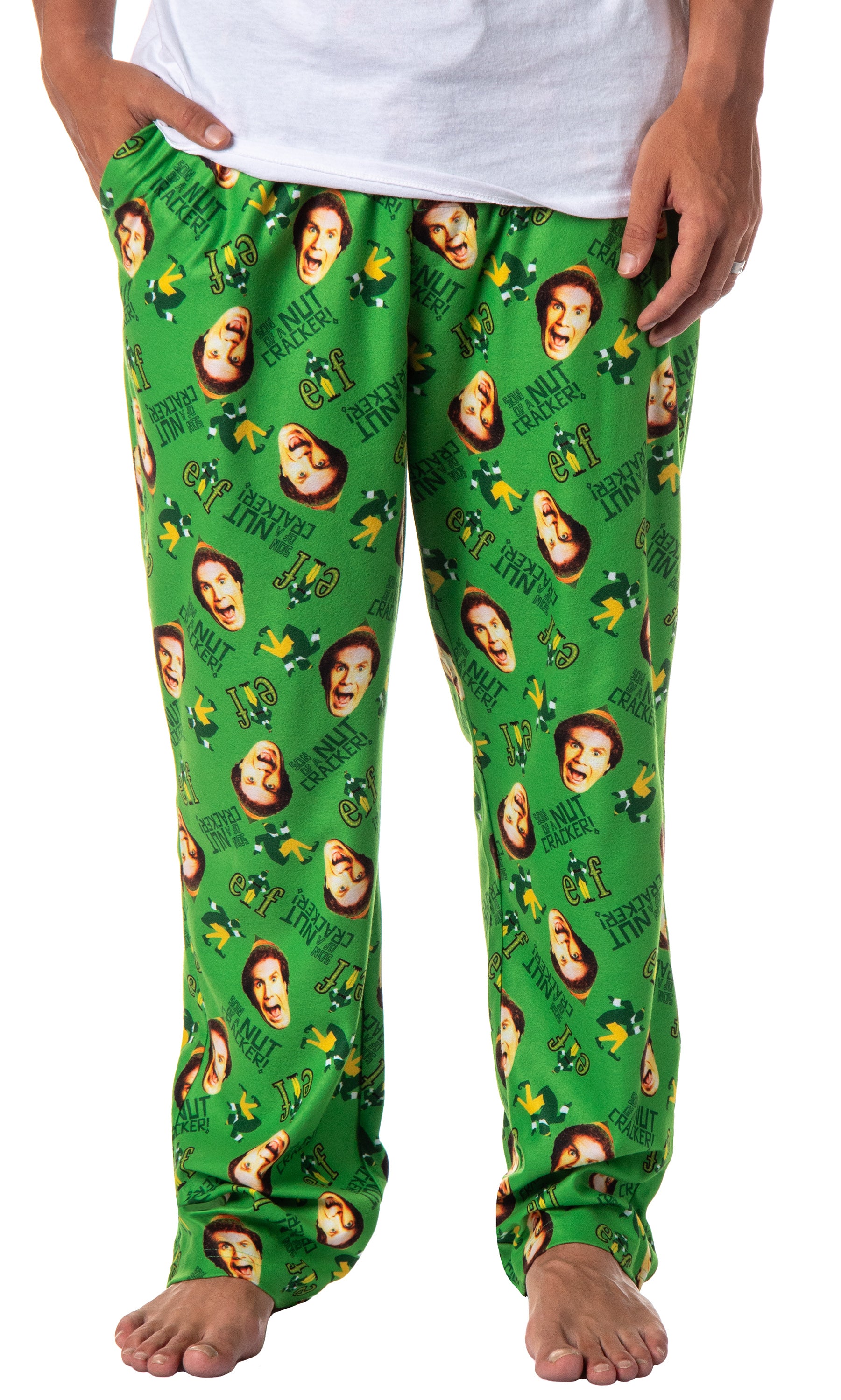 Elf The Movie Mens' Son of a Nutcracker! Tossed Film Sleep Pajama Pants (Medium)