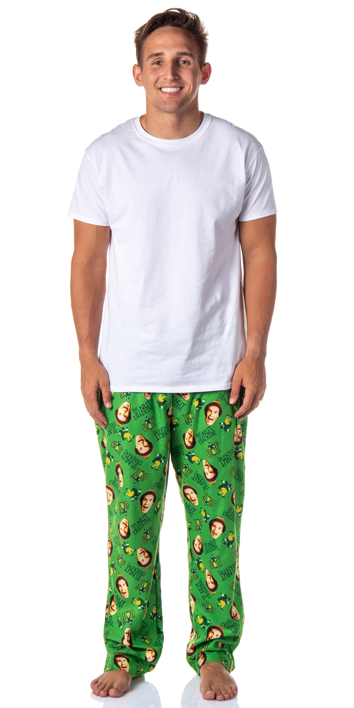Elf The Movie Mens' Son of a Nutcracker! Tossed Film Sleep Pajama Pants (Small)