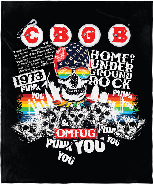 CBGB Blanket OMFUG Punk You Home of Underground Rock Fleece Throw Blanket 48" x 60" (122cm x152cm)