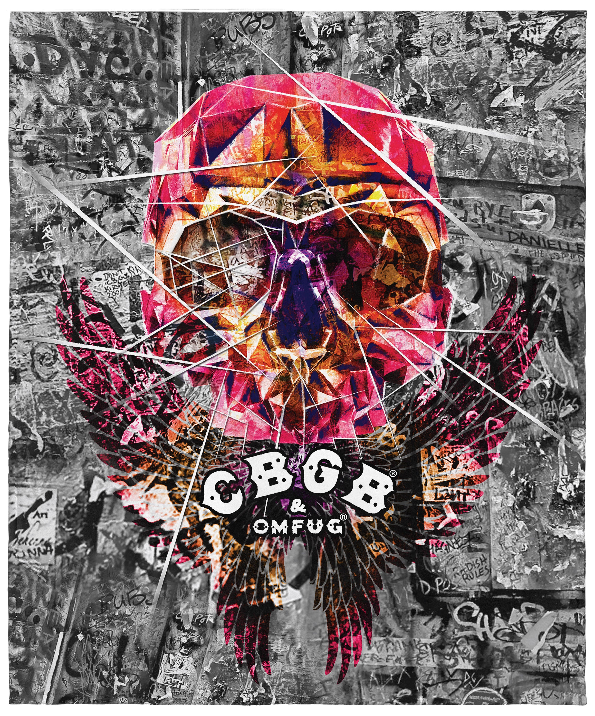 CBGB Blanket OMFUG Skull Graffiti Punk Rock Music Club  Fleece Throw Blanket