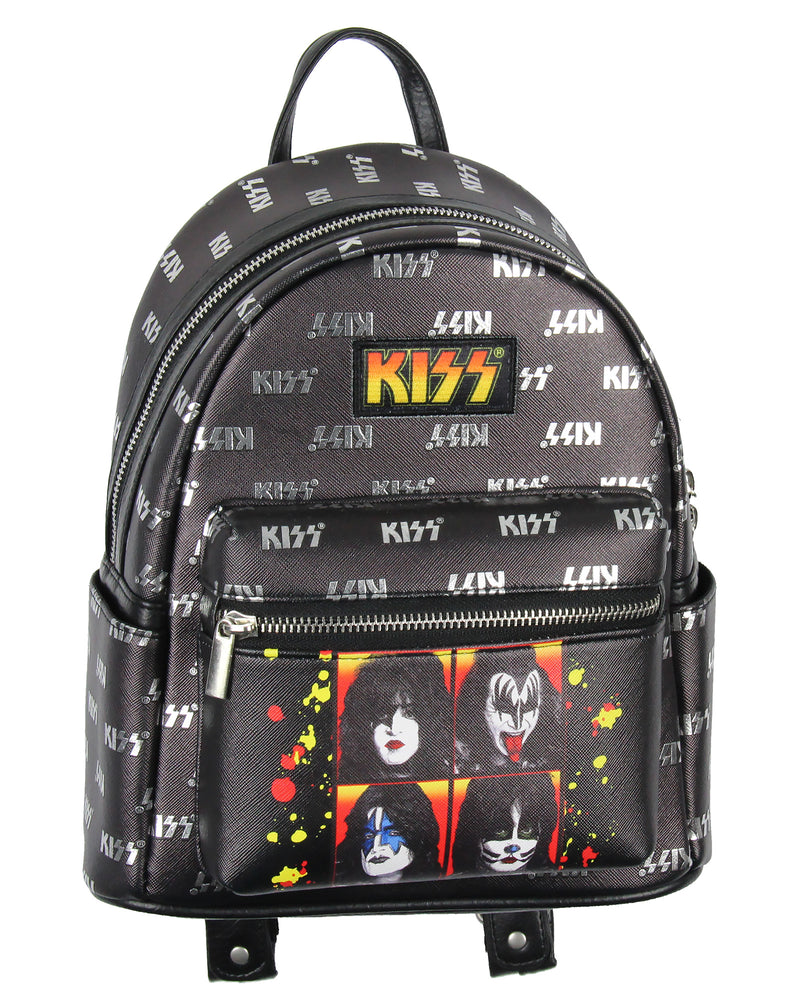 KISS Starchild Demon Spaceman Catman 70s Rock Band Toss Print Mini Backpack