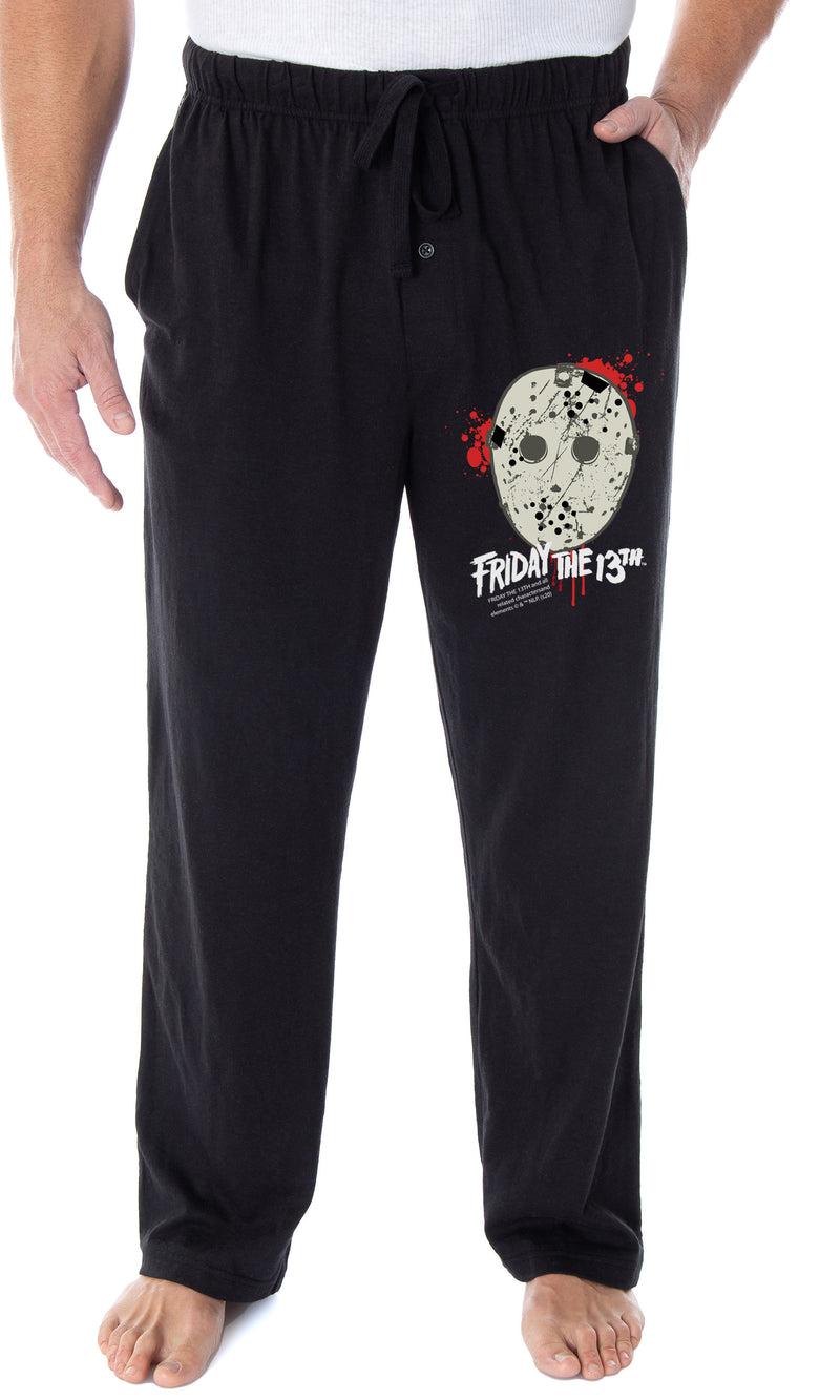 Friday The 13th Men's Jason Voorhees Hockey Mask Loungewear Sleep Bottoms Pajama Pants (Small)