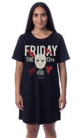 Friday The 13th Womens' Jason Mask Nightgown Sleep Pajama Dress