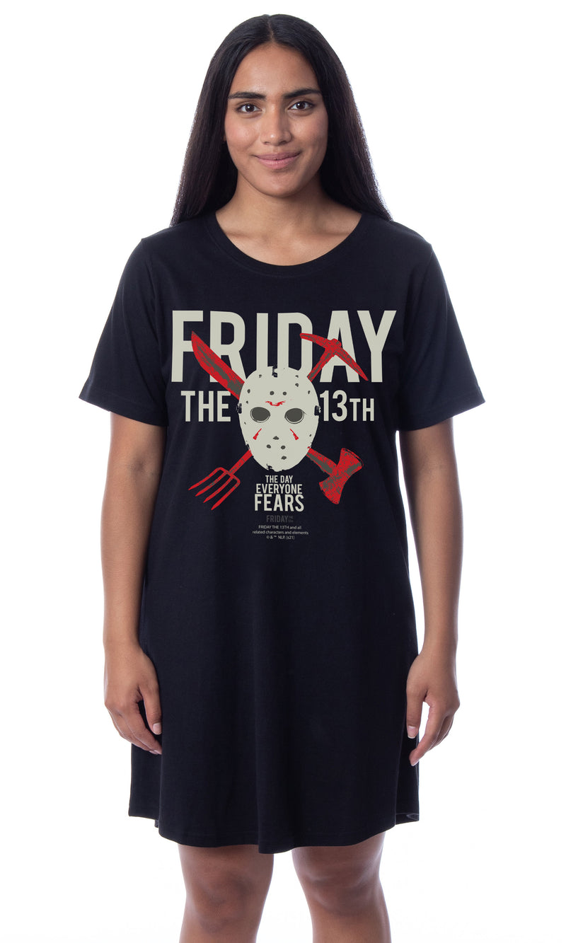 Friday The 13th Womens' Jason Mask Nightgown Sleep Pajama Dress