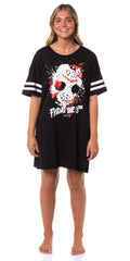 Friday The 13th Women's Jason Mask Nightgown Pajama Shirt Dress For Adults