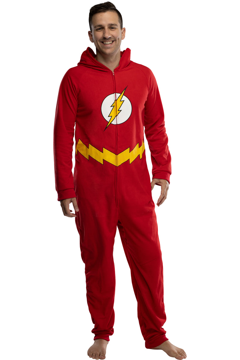 DC Comics Justice League Superhero Matching Family Costume Pajamas Union Suit (Mens, Flash, S/M)