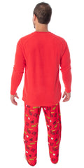 DC Comics Men's The Flash Superhero Fleece Long Sleeve Raglan Shirt And Pant 2 Piece Adult Pajama Set