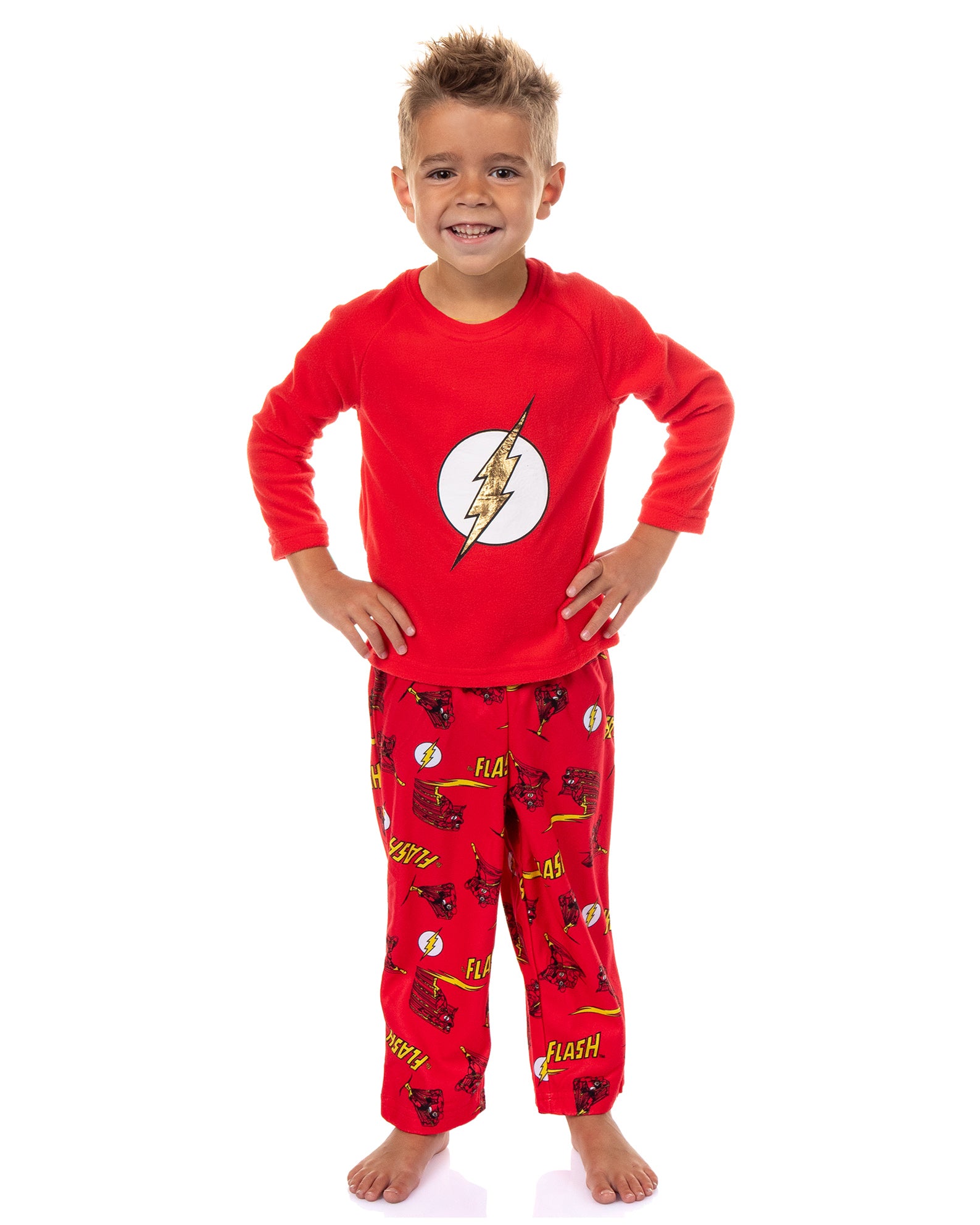 DC Comics Toddler Boys' Classic The Flash Logo Raglan Sleep Pajama Set