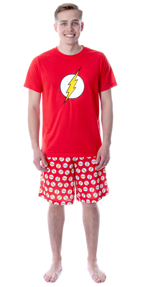 DC Comics Mens' The Flash Logo Short Sleeve Shirt Pajama Short Set