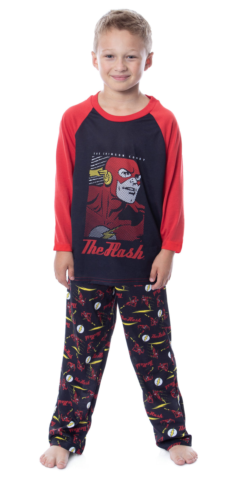 DC Boys' Classic The Flash The Crimson Comet Raglan Sleep Pajama Set