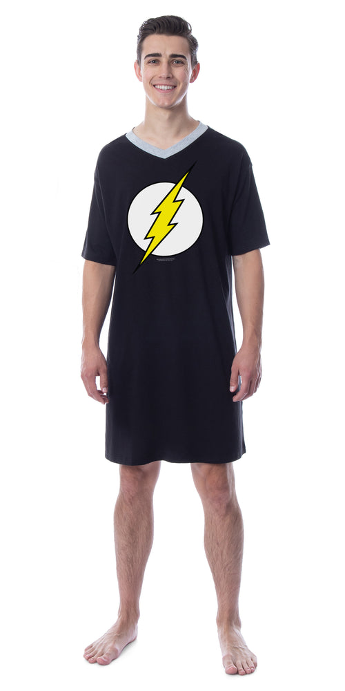 DC Comics Mens' The Flash Logo Symbol Nightgown Sleep Pajama Shirt