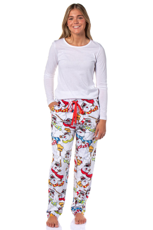 Frosty the Snowman Women's Christmas Tossed Print Sleep Pajama Pants For Adults