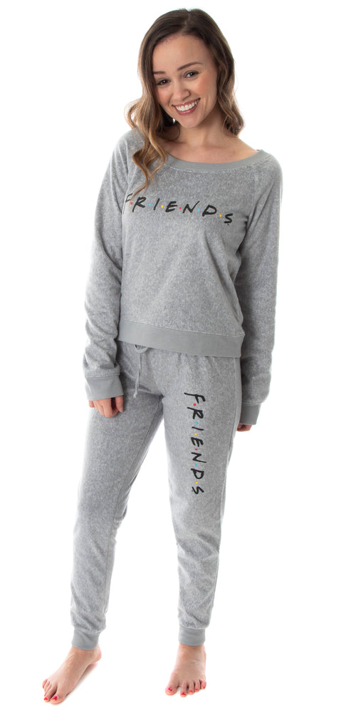Friends TV Show Logo Juniors' Comfy Long Sleeve Top And Pants 2 Piece Jogger Pajama Set