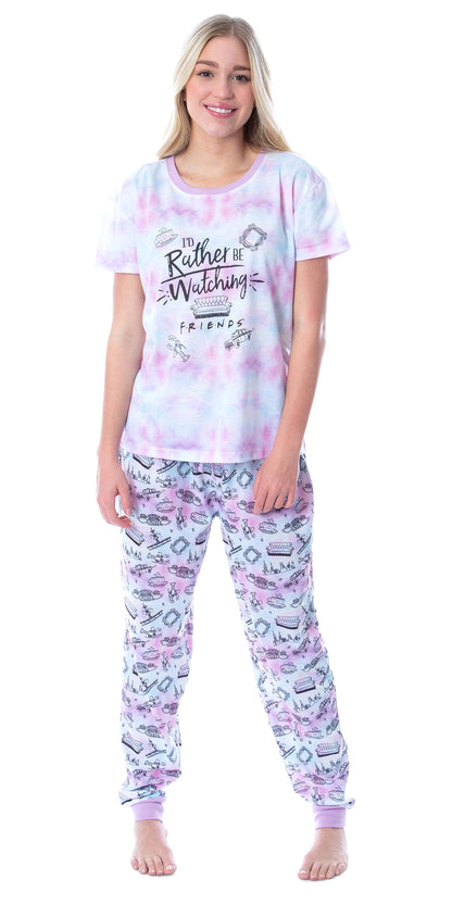 Friends TV Show Logo Womens' Rather Be Watching Sleep Jogger Pajama Set