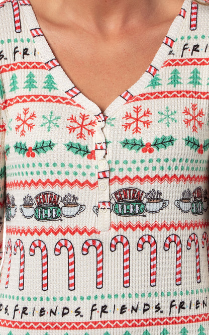 Friends TV Show Women's Christmas Union Suit One Piece Footless Sleep Pajamas