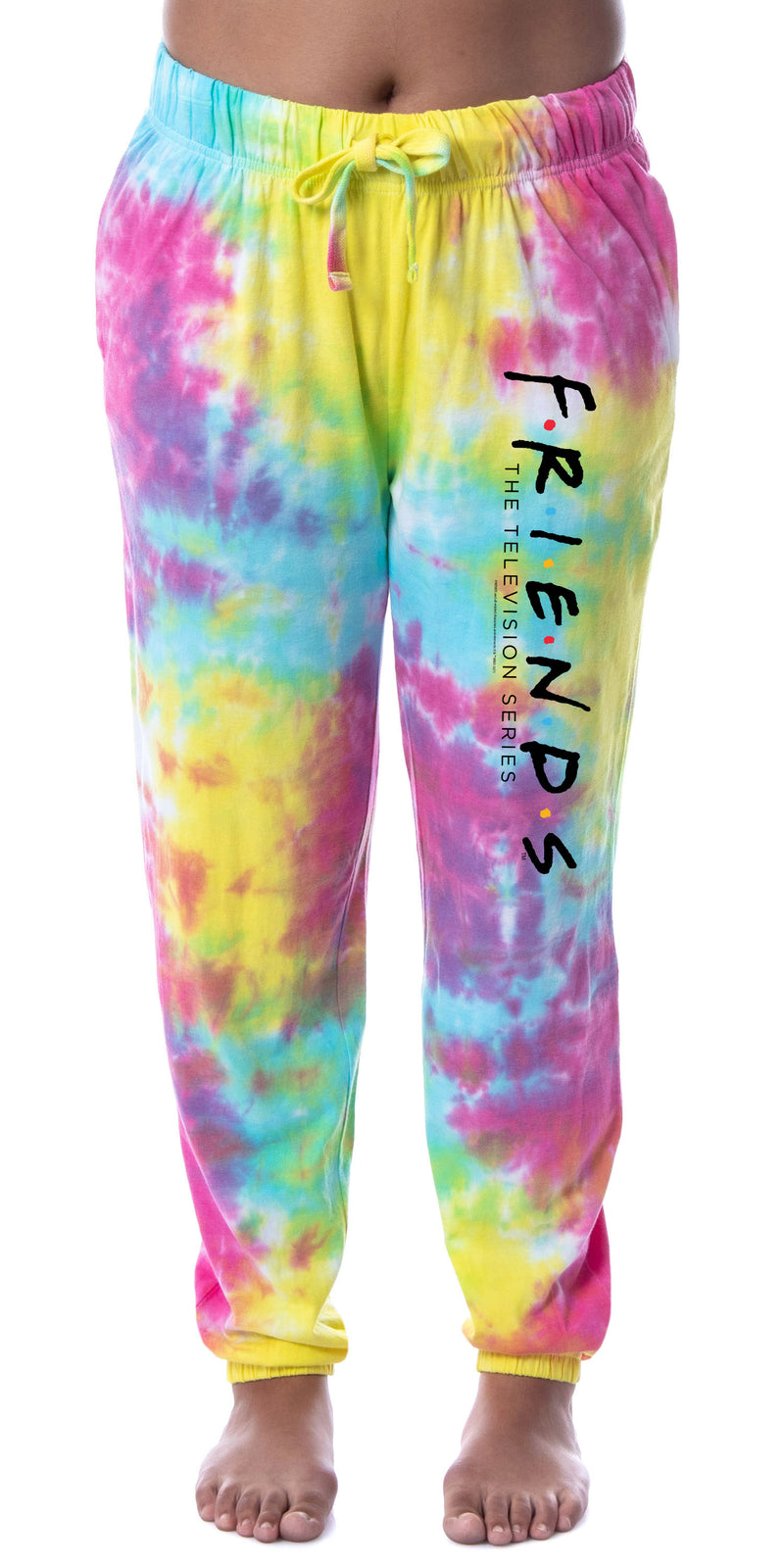 Friends TV Show Logo Womens' Tie Dye Sleep Pajama Pants Loungewear (Large)